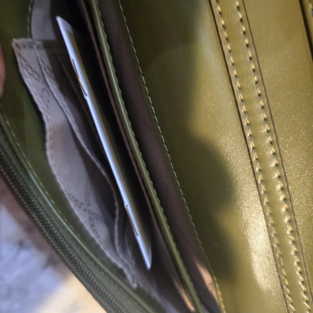 Michael Kors Olive Green and Beige MK Logo Crossbody Bag - Picture 7 of 10